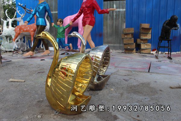 不锈钢天鹅雕塑  (12)
