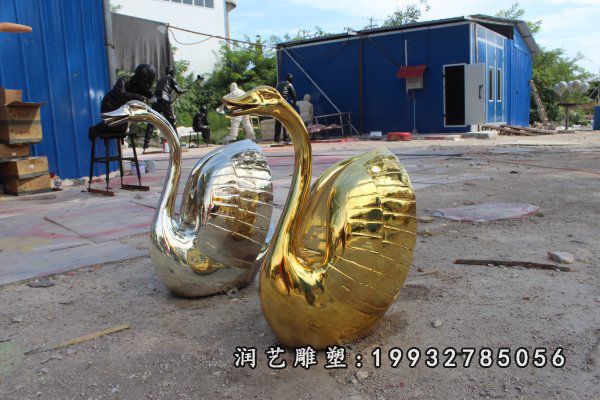 不锈钢天鹅雕塑  (13)