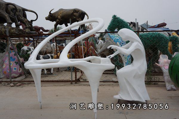 玻璃钢弹钢琴人物雕塑 (5)