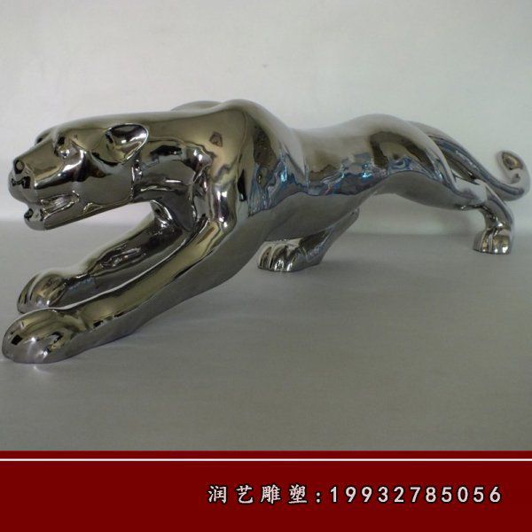 不锈钢豹子雕塑 (7)