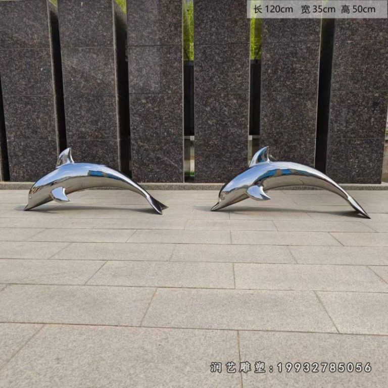 不锈钢海豚动物广场雕塑