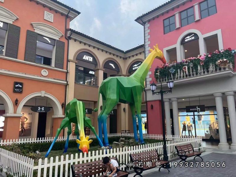 不锈钢动物长颈鹿雕塑 (1)