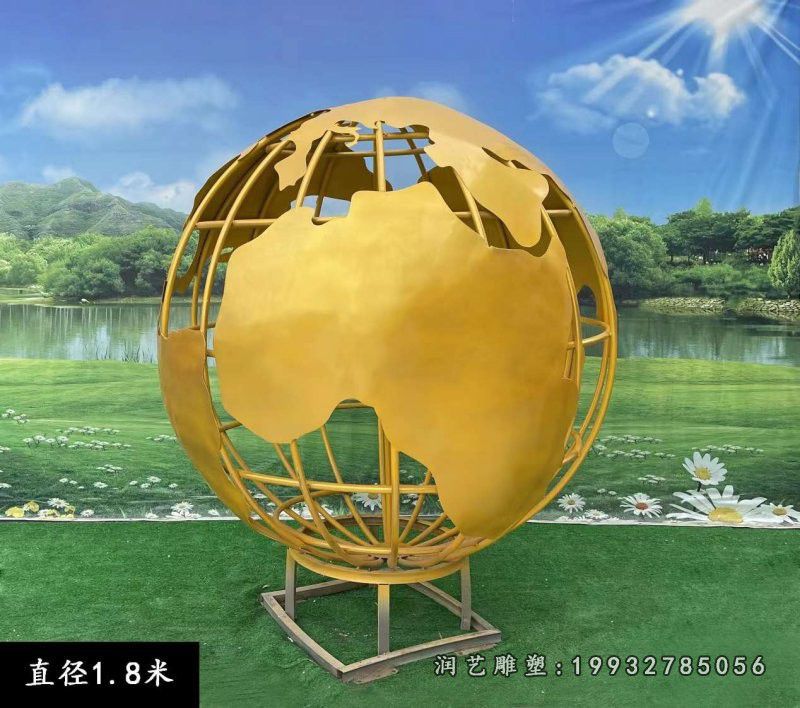 公司地球仪不锈钢雕塑 (2)