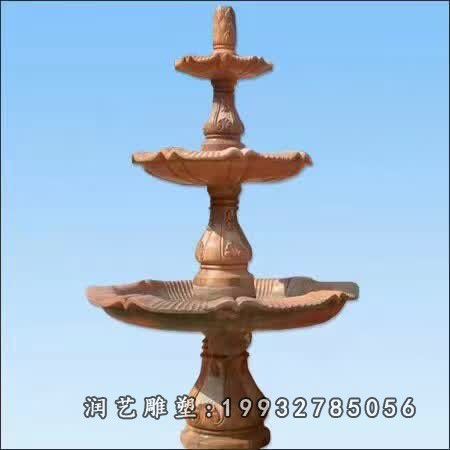 晚霞红石雕喷泉 (1)