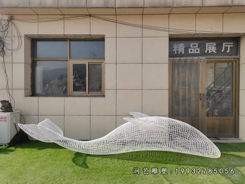 小区不锈钢鲸鱼雕塑 (4)