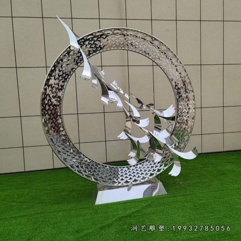 广场不锈钢圆环雕塑 (39)