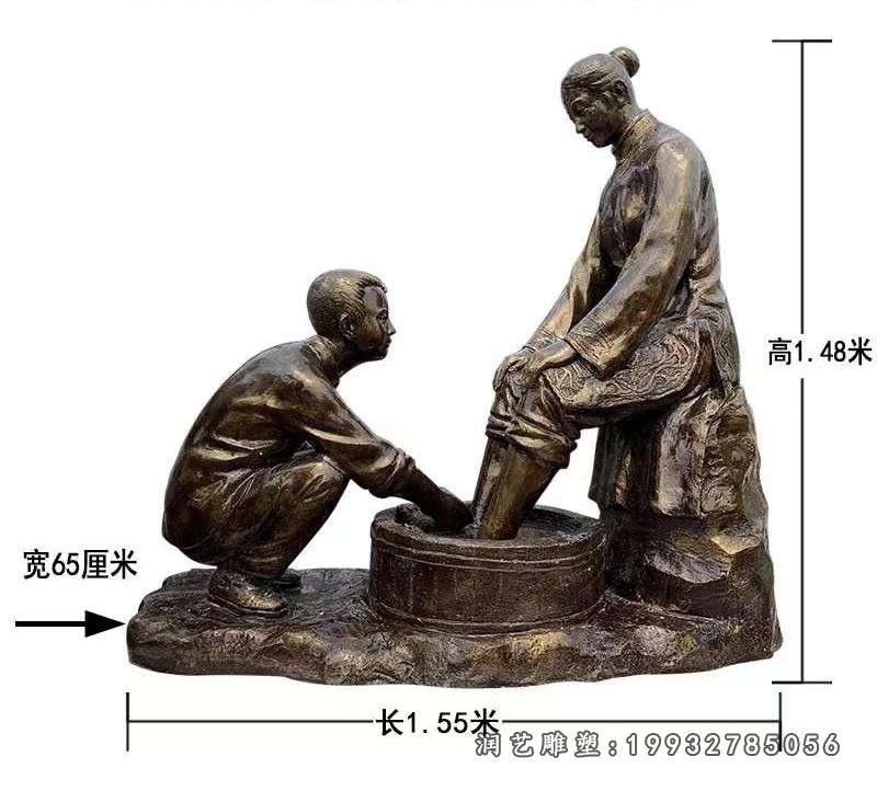 草坪洗脚孝顺人物铜雕 (5)