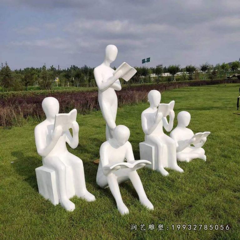 景区玻璃钢看书雕塑
