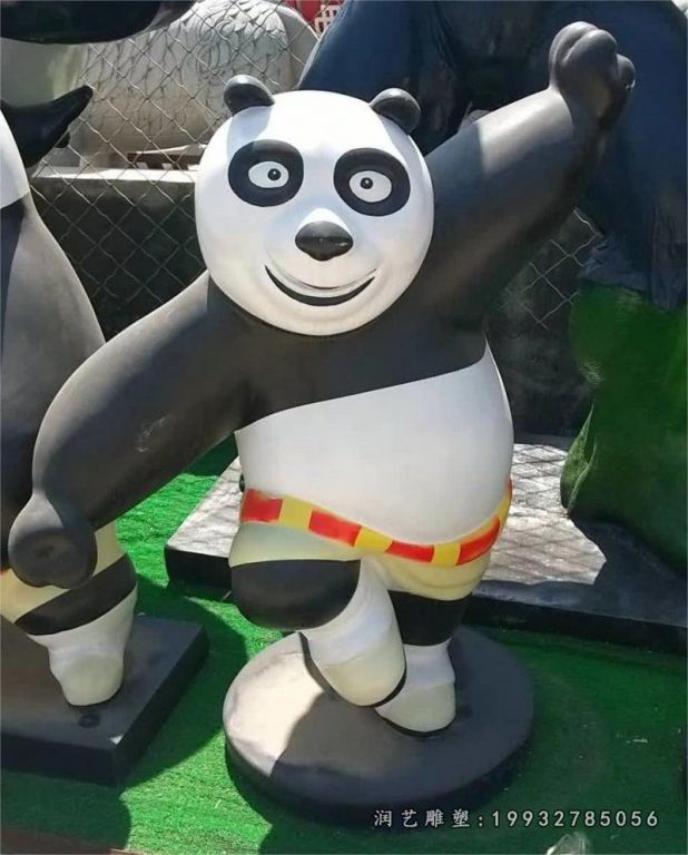 玻璃钢卡通功夫熊猫雕塑 (2)