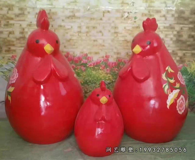 玻璃钢抽象鸡动物雕塑