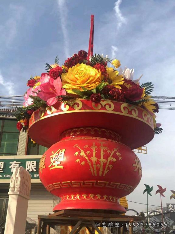 小区花篮不锈钢雕塑 (4)