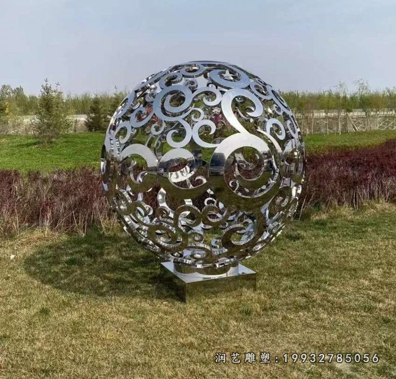 广场不锈钢镂空球雕塑 (1)