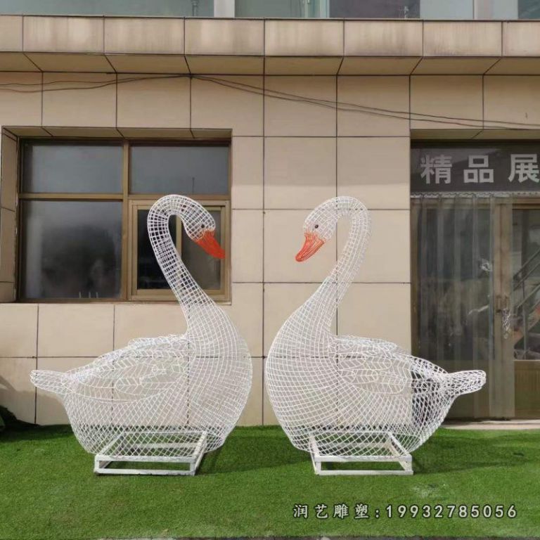 小区不锈钢天鹅动物雕塑