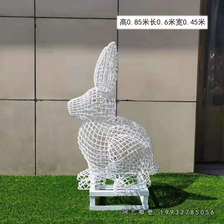 公园不锈钢兔子雕塑 (43)