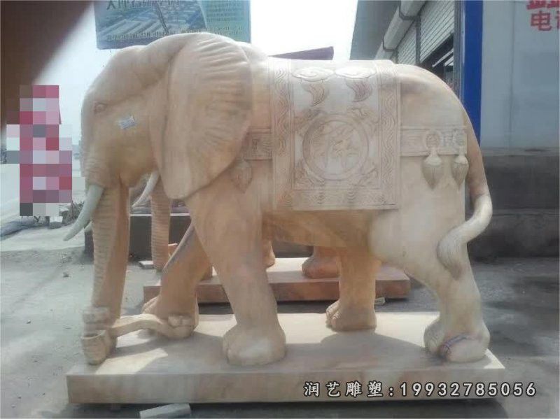 步行街动物大象石雕 (2)