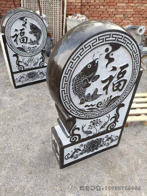 青石仿古门墩石雕 (4)
