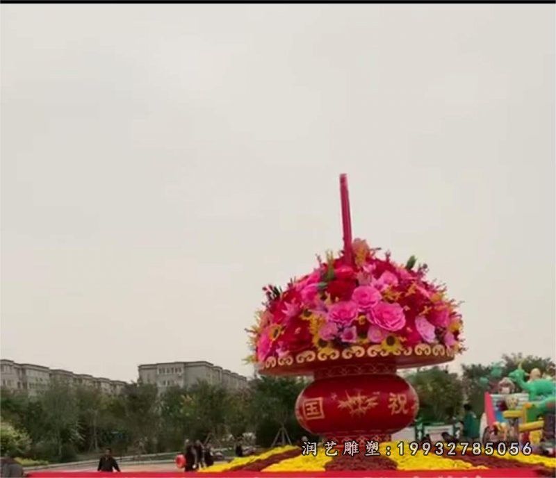 酒店不锈钢花篮雕塑