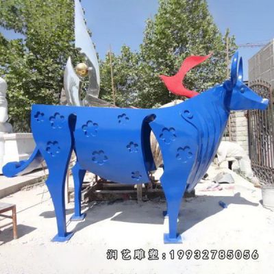 公司不锈钢动物牛雕塑