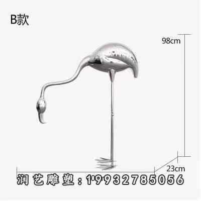 企业不锈钢动物火烈鸟雕塑