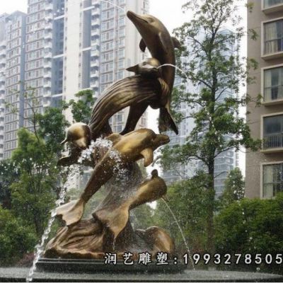 游乐场动物海豚铜雕