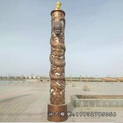 校园景观龙柱铜雕