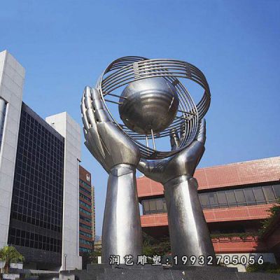 公寓不锈钢手景观雕塑