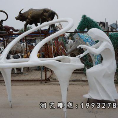 庭院玻璃钢弹钢琴雕塑