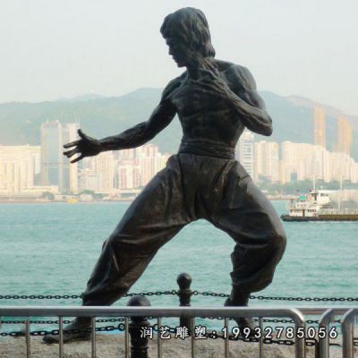 酒店人物李小龙铜雕