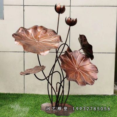 草坪景观荷花铜雕
