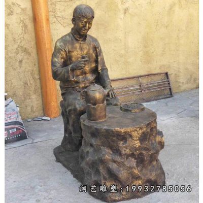 街道茶文化人物铜雕