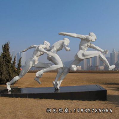 庭院不锈钢踢球雕塑