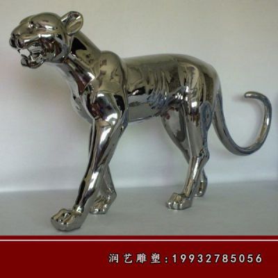 商业街不锈钢豹雕塑