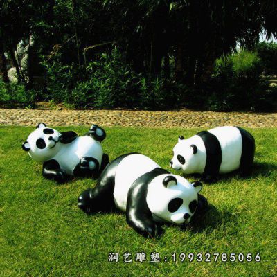 步行街玻璃钢熊猫雕塑