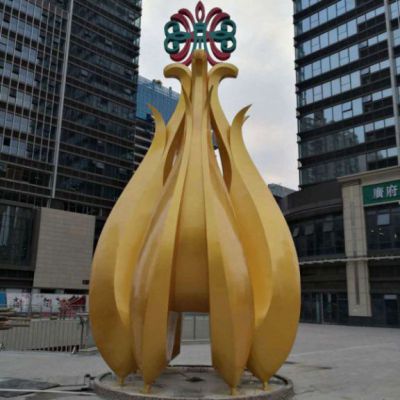 公寓不锈钢花苞雕塑