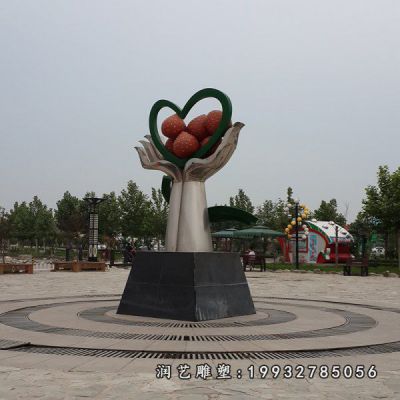 街道不锈钢草莓景观雕塑