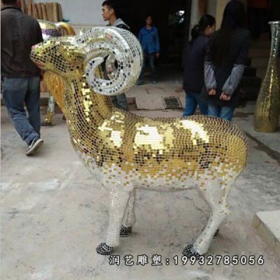商业街不锈钢动物羊雕塑