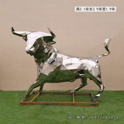 酒店不锈钢牛动物雕塑