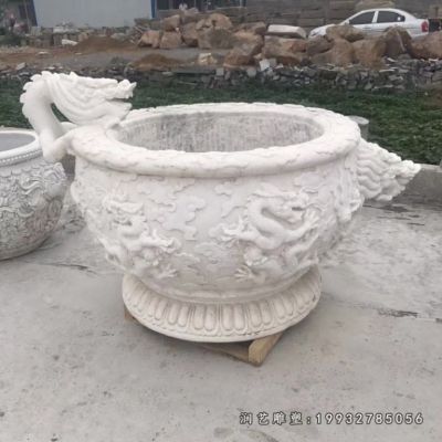 公园汉白玉水缸景观石雕