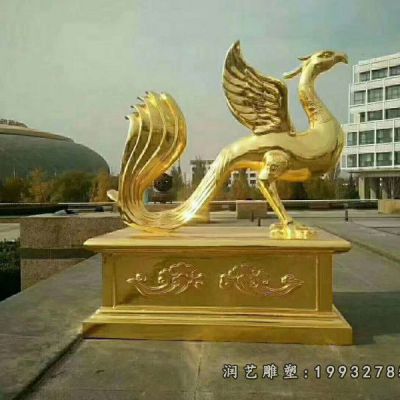 酒店凤凰动物铜雕