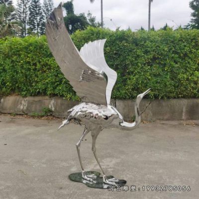 公园不锈钢仙鹤动物雕塑