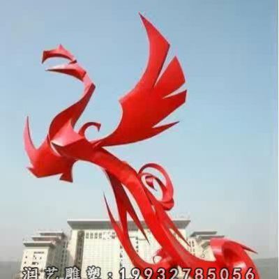 草坪不锈钢凤凰动物雕塑
