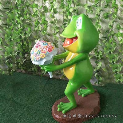 景区玻璃钢青蛙卡通雕塑