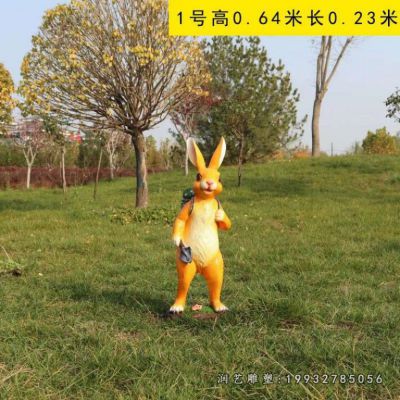 学校玻璃钢兔子动物雕塑