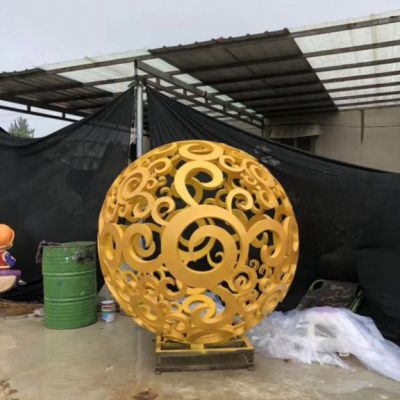 公司不锈钢镂空球雕塑
