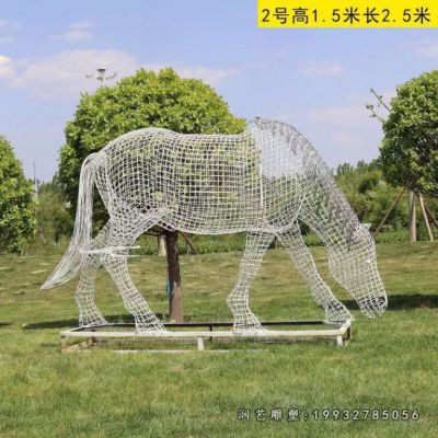 企业不锈钢镂空动物马雕塑