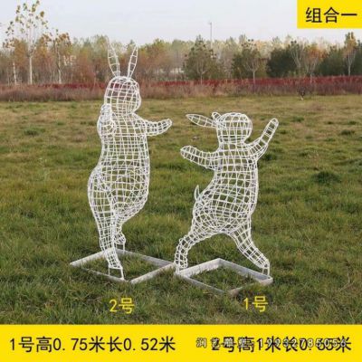 校园不锈钢兔子动物雕塑