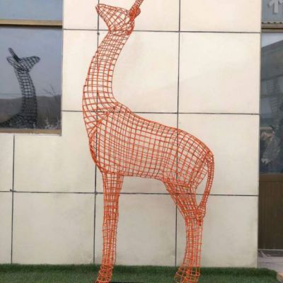 城市不锈钢长颈鹿动物雕塑