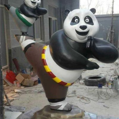 小区玻璃钢功夫熊猫雕塑