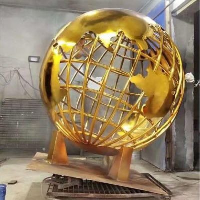 公司不锈钢地球仪雕塑