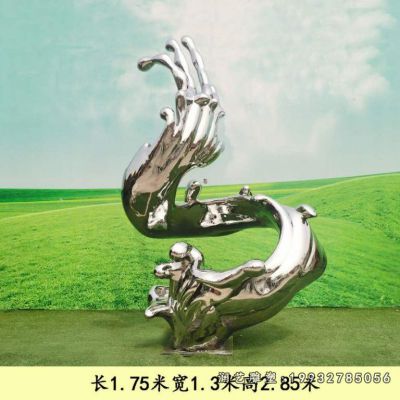 游乐场不锈钢海浪雕塑